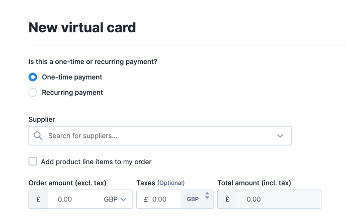 Making a single payment on a Virtual Card